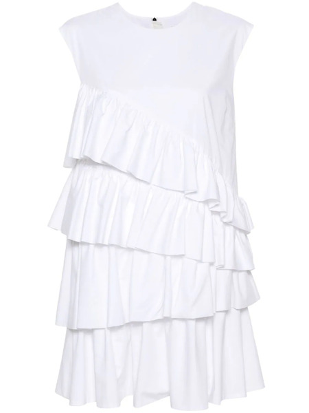  Msgm Ruffle-detailing Cotton Dress - White 