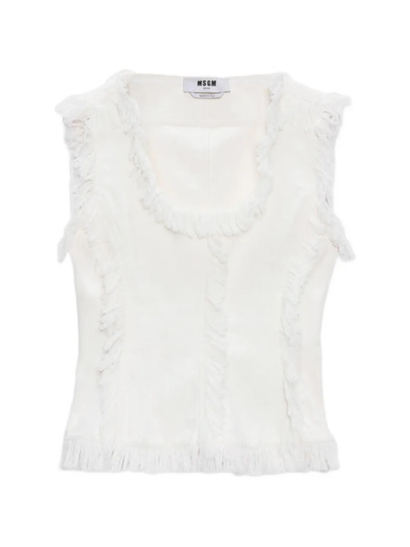  Msgm Ruffled Fringed Blouse - White 