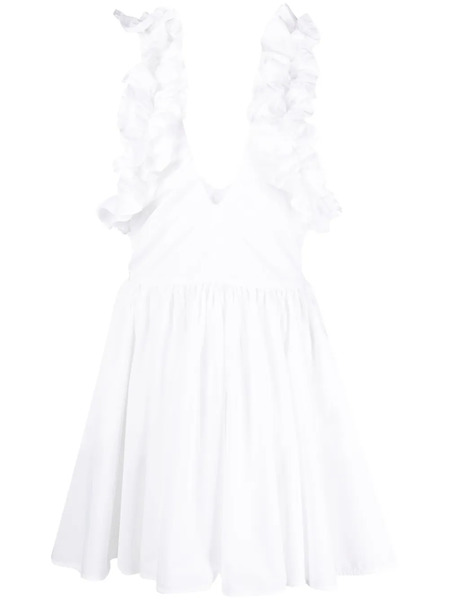  Msgm Ruffled-sleeve Flared Dress - White 