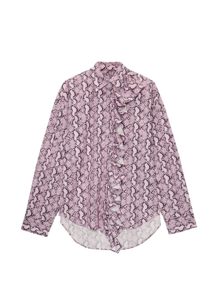  Msgm Ruffled Snake Print Shirt - Pink 