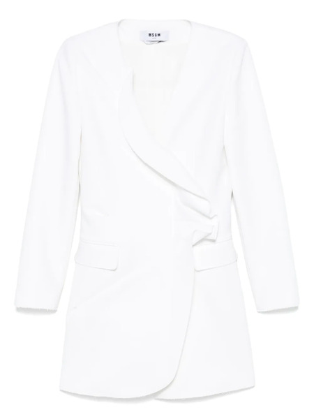  Msgm Ruffled Tuxedo Mini Dress - White 