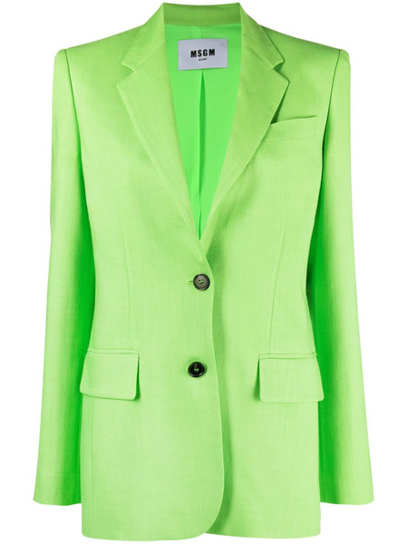  Msgm Single-breasted Textured Blazer - Green 