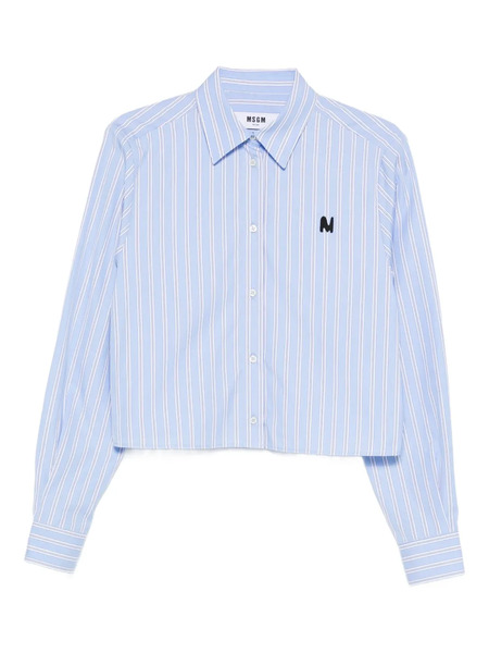  Msgm Striped Logo-embroidered Shirt - Blue 
