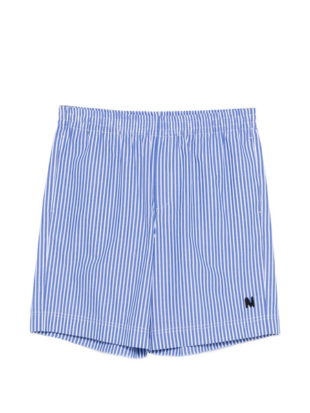  Msgm Striped Logo-patch Shorts - Blue 