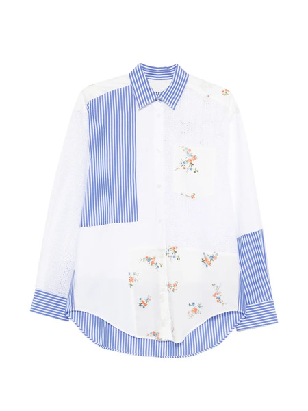  Msgm Striped-pattern Long-sleeve Shirt - White 