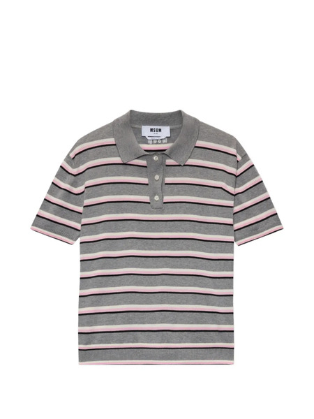  Msgm Striped Polo Shirt - Grey 