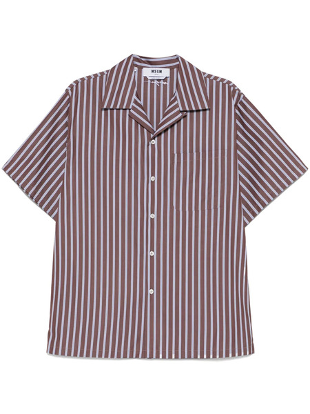  Msgm Striped Poplin Shirt - Brown 