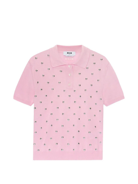  Msgm Studded Polo Shirt - Pink 