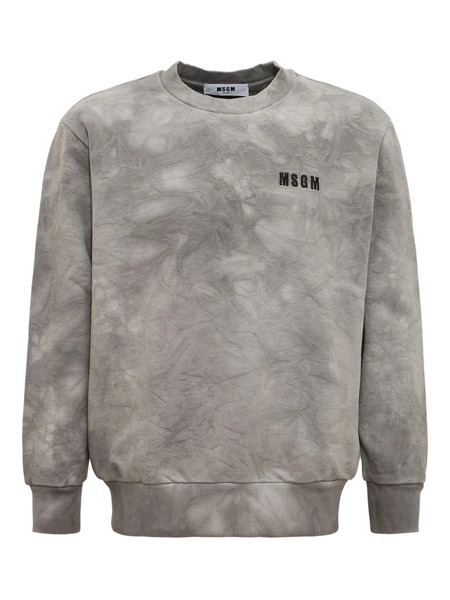 Msgm Tie-dye Print Logo-embroidered Sweatshirt - Grey 