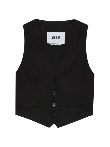  Msgm V-neck Buttoned Waistcoat - Black 