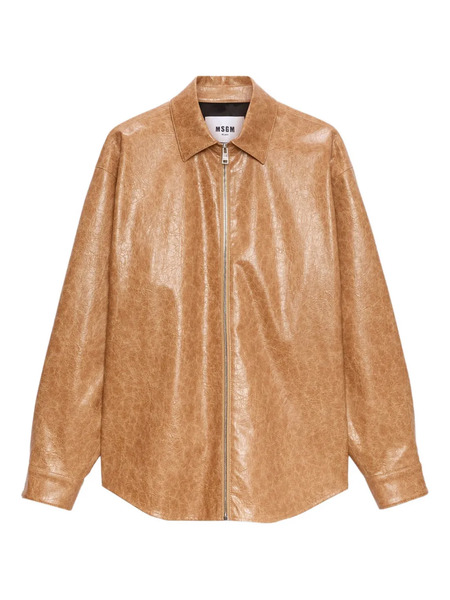  Msgm Zip-up Collared Coat - Neutrals 