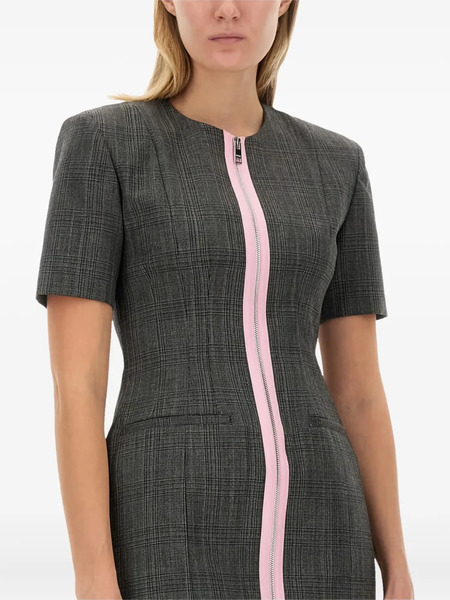  Msgm Zip-up Short-sleeve Mini Dress - Grey 