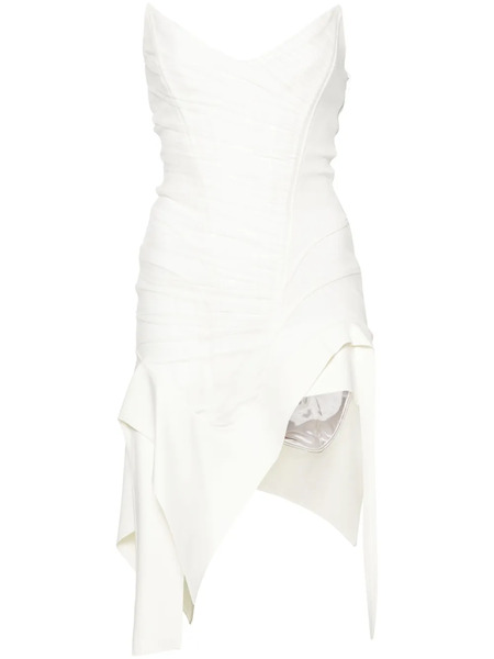  Mugler Asymmetric Bustier Mini Dress - Neutrals 