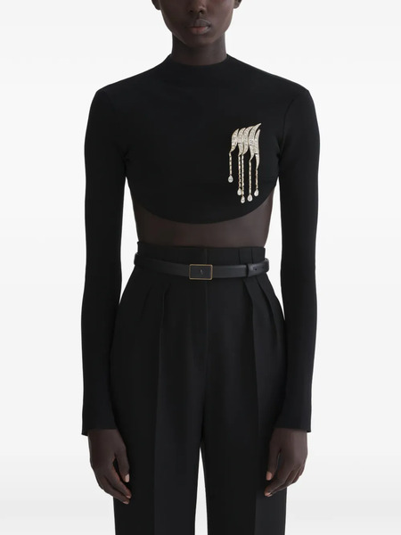  Mugler Black Cropped Top 