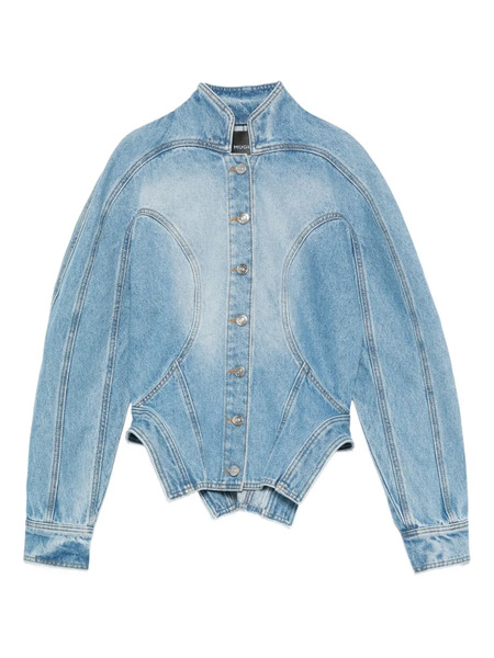  Mugler Cinched Button-fastening Denim Jacket - Blue 
