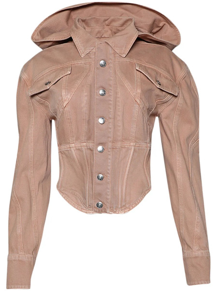  Mugler Corseted Denim Jacket - Brown 