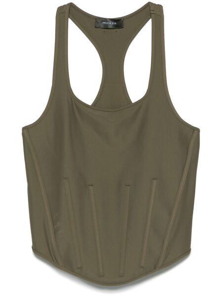  Mugler Corseted Tank Top - Green 