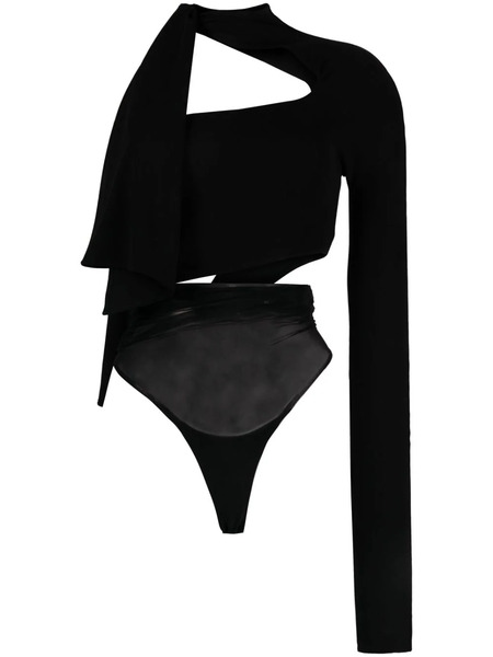  Mugler Cut-out One-shoulder Bodysuit - Black 