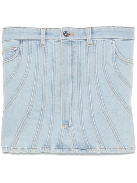  Mugler Denim Stitch-detailed Top - Blue 