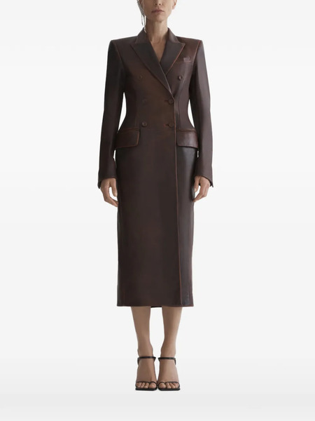  Mugler Double-breasted Jacket Coat - Brown 