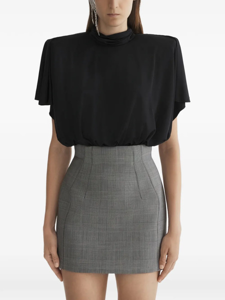  Mugler Draped Collarless Top - Black 