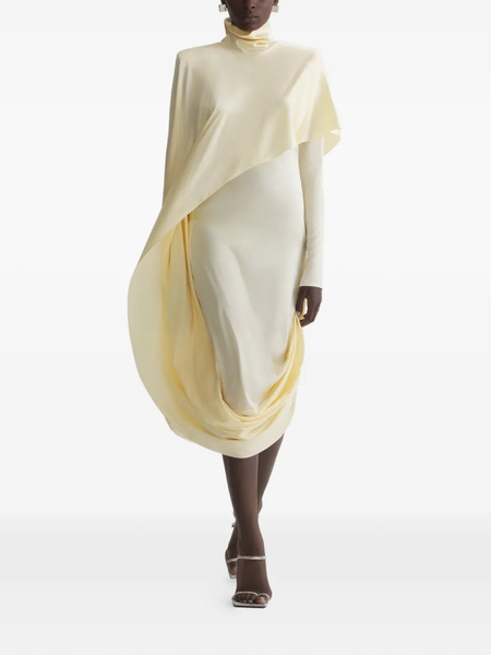  Mugler Draped High-neck Dress - Neutrals 