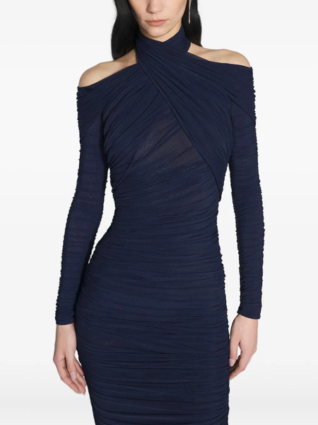  Mugler Draped Midi Dress - Blue 
