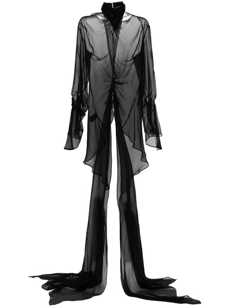  Mugler Draped Silk Top - Black 