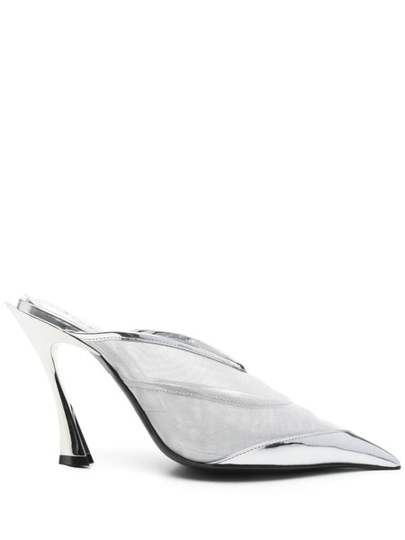  Mugler Fang Mules - Silver 