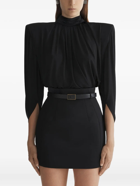  Mugler High-neck Long-sleeve Top - Black 