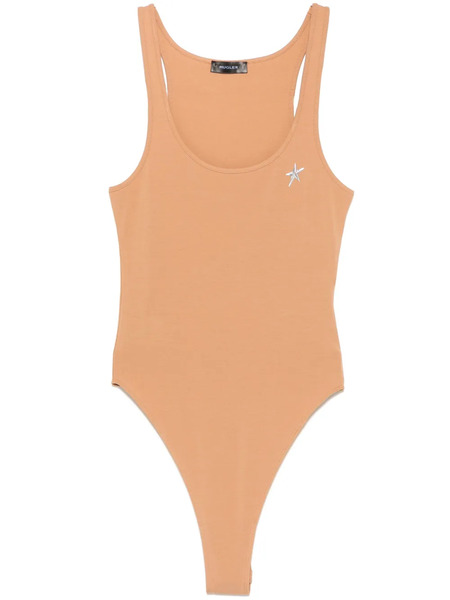  Mugler Logo-appliqué Bodysuit - Brown 