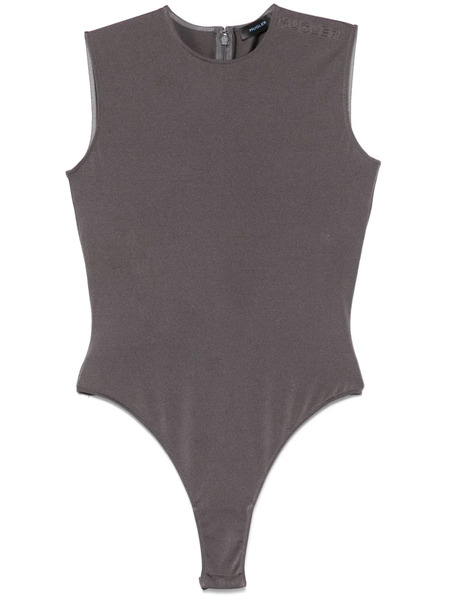 Mugler Logo-embossed Sleeveless Bodysuit - Grey 
