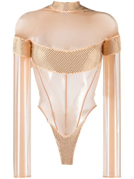  Mugler Logo-plaque Sheer-panels Body - Gold 