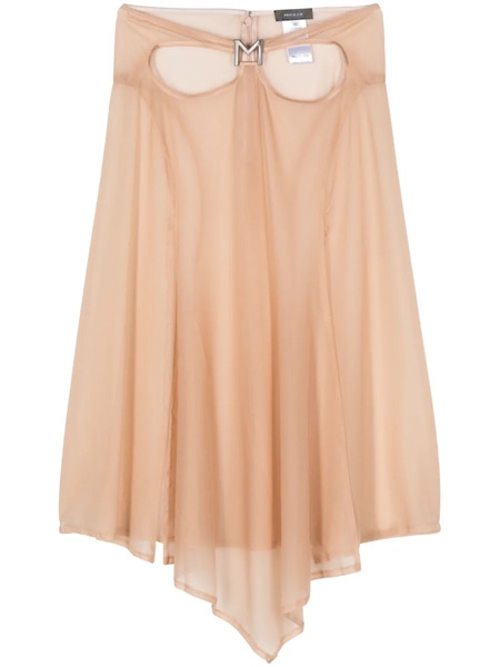 Mugler M Cut-out Midi Skirt - Neutrals 