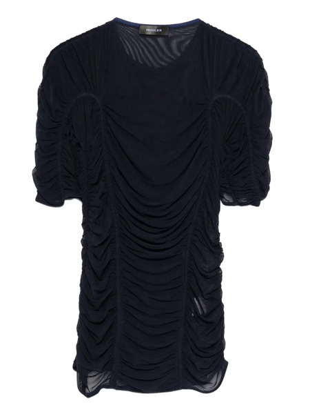  Mugler Mesh Short-sleeves Top - Blue 