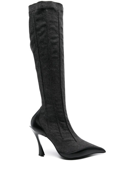  Mugler 105mm Bi-colour Fang Boots - Black 