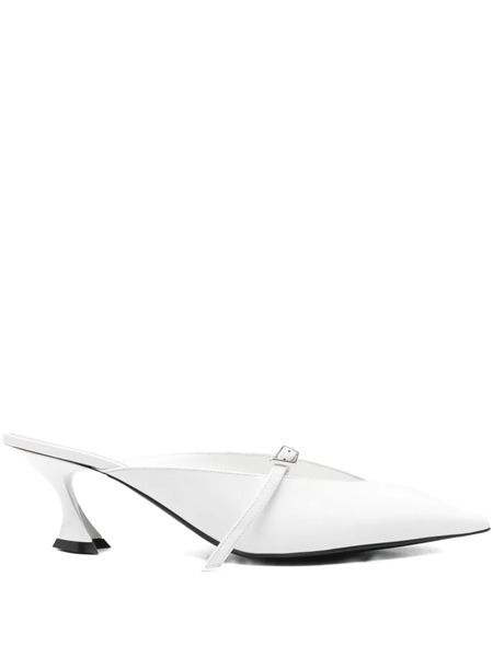  Mugler 60mm Leather Buckled Heeled Mules - White 