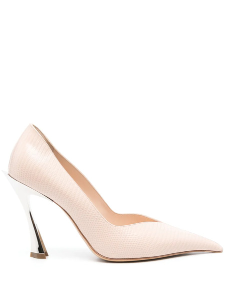  Mugler 105mm Lizard-effect Pumps - Pink 