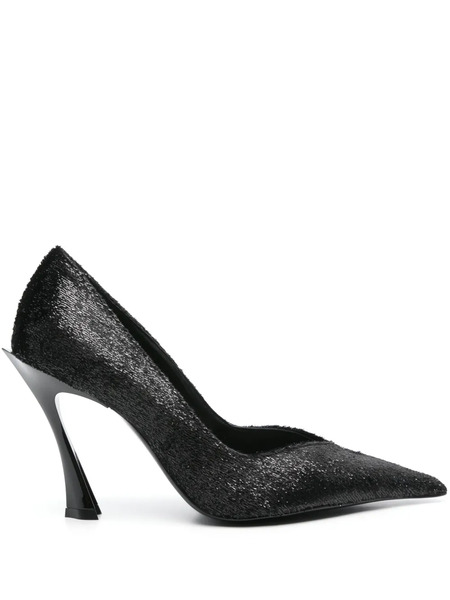  Mugler 105mm Lurex Pumps - Black 