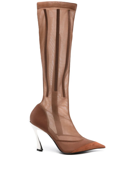  Mugler 95mm Mesh Boots - Neutrals 