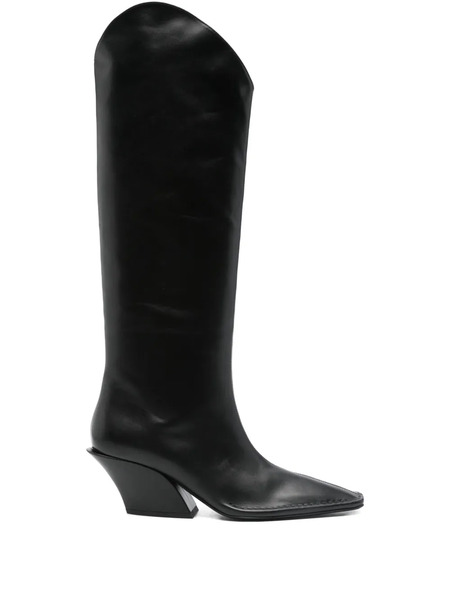  Mugler 80mm Pointed-toe Calf Leather Boots - Black 