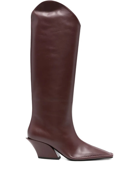  Mugler 70mm Pointed-toe Leather Boots - Red 
