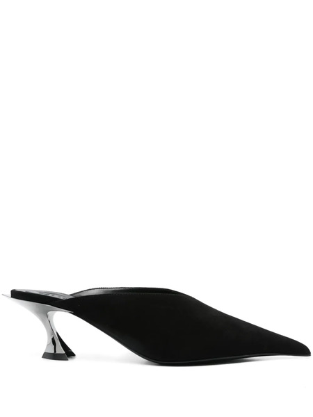  Mugler 55mm Suede Fang Mules - Black 