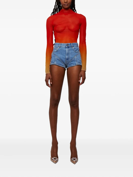  Mugler Ombre-effect Mesh Top - Red 