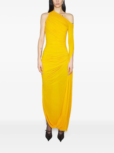  Mugler One-shoulder Draped Maxi Dress - Yellow 
