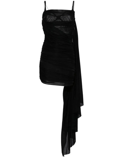  Mugler Open-back Draped Minidress - Black 
