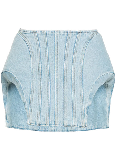  Mugler Padded Denim Mini Skirt - Blue 