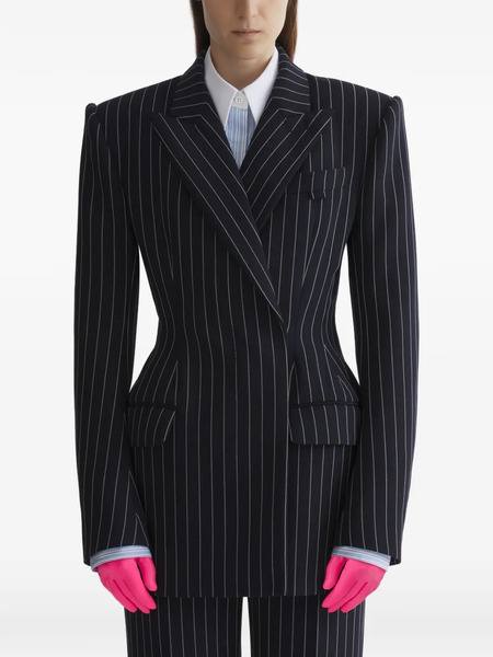  Mugler Pinstripe Double-breasted Jacket - Black 