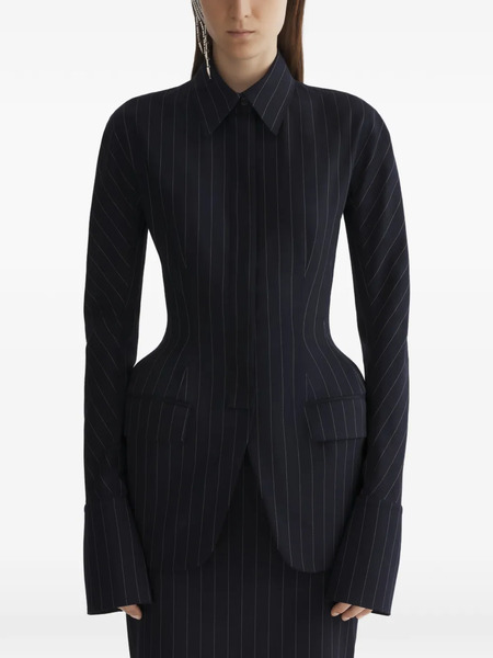  Mugler Pinstripe Tailored Jacket - Black 