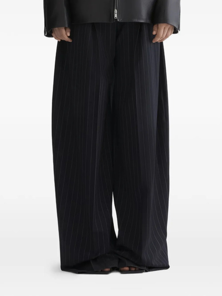  Mugler Pinstriped Wide Leg Trousers - Black 